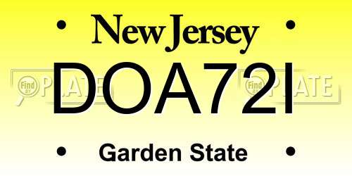 DOA72I New Jersey License Plate