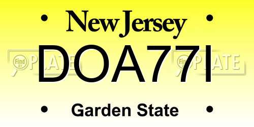 DOA77I New Jersey License Plate