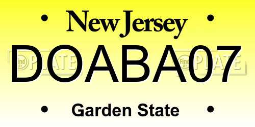 DOABA07 New Jersey License Plate