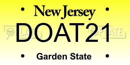 DOAT21 New Jersey License Plate