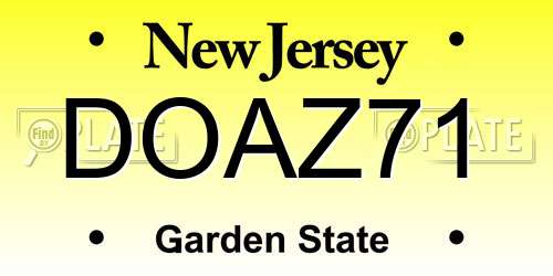 DOAZ71 New Jersey License Plate