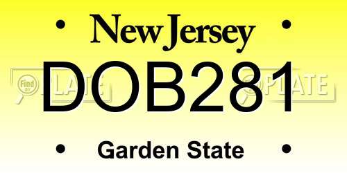 DOB281 New Jersey License Plate
