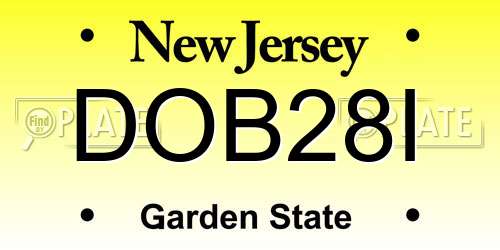 DOB28I New Jersey License Plate