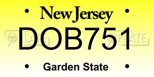 DOB751 New Jersey License Plate