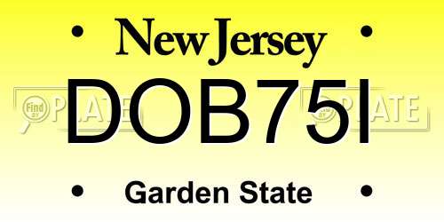 DOB75I New Jersey License Plate