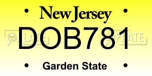 DOB781 New Jersey License Plate