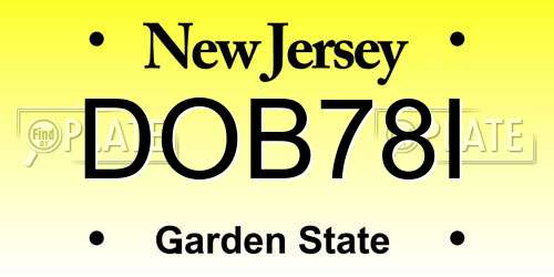 DOB78I New Jersey License Plate