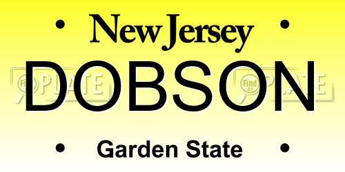 DOBSON New Jersey License Plate