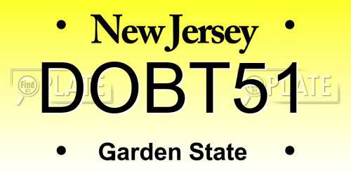 DOBT51 New Jersey License Plate