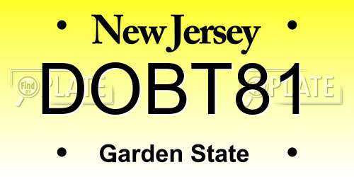 DOBT81 New Jersey License Plate