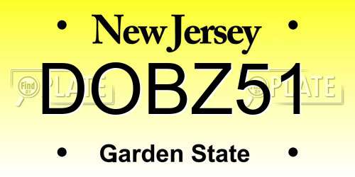DOBZ51 New Jersey License Plate