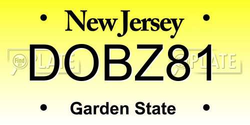 DOBZ81 New Jersey License Plate