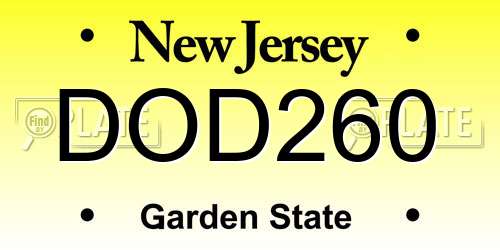 DOD260 New Jersey License Plate