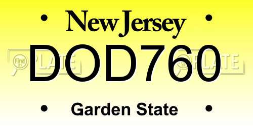 DOD760 New Jersey License Plate