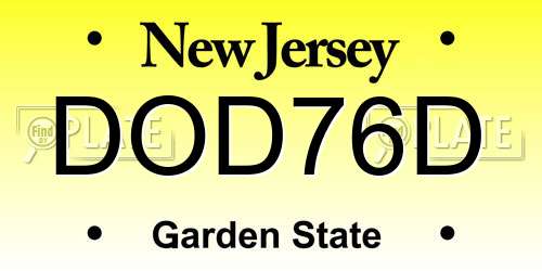 DOD76D New Jersey License Plate