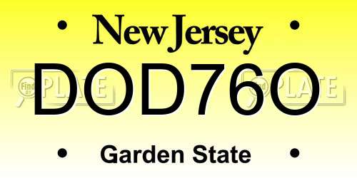 DOD76O New Jersey License Plate