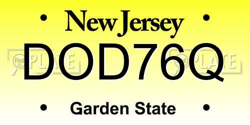 DOD76Q New Jersey License Plate