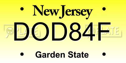 DOD84F New Jersey License Plate
