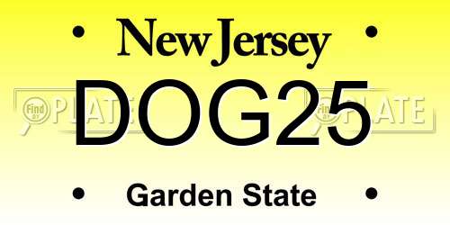 DOG25 New Jersey License Plate