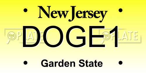 DOGE1 New Jersey License Plate