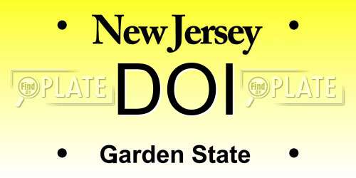 DOI New Jersey License Plate