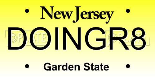 DOINGR8 New Jersey License Plate