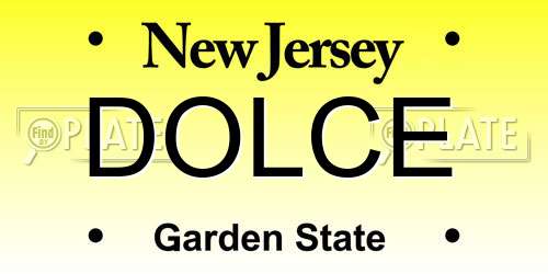 DOLCE New Jersey License Plate
