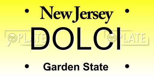 DOLCI New Jersey License Plate