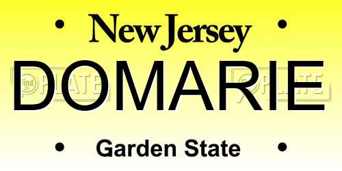 DOMARIE New Jersey License Plate