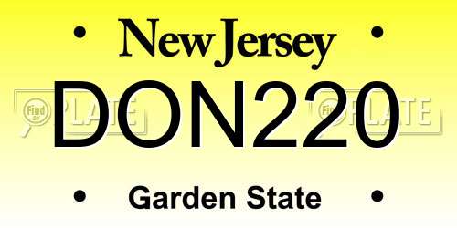 DON220 New Jersey License Plate