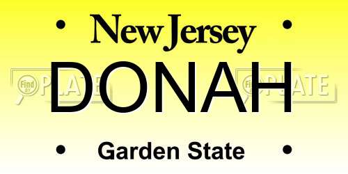 DONAH New Jersey License Plate