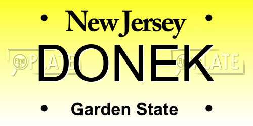 DONEK New Jersey License Plate