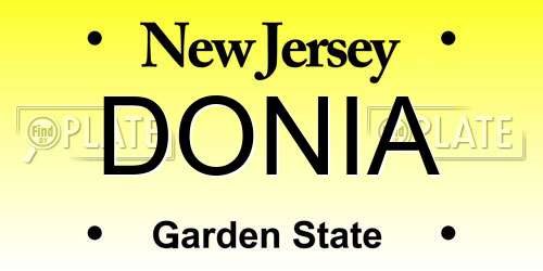 DONIA New Jersey License Plate