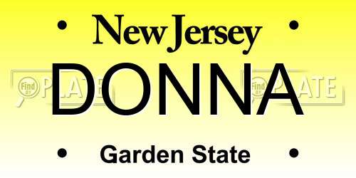 DONNA New Jersey License Plate