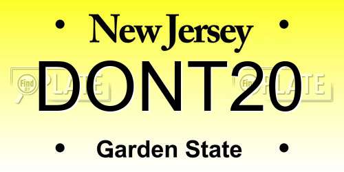 DONT20 New Jersey License Plate