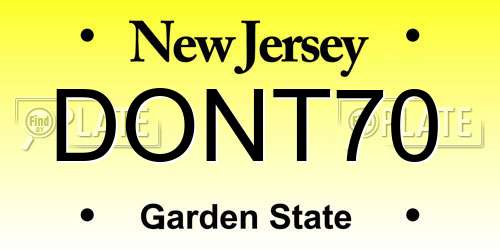 DONT70 New Jersey License Plate