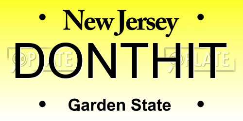 DONTHIT New Jersey License Plate