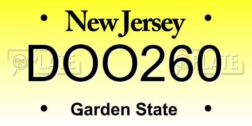 DOO260 New Jersey License Plate