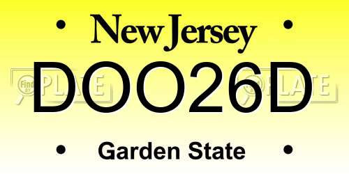 DOO26D New Jersey License Plate