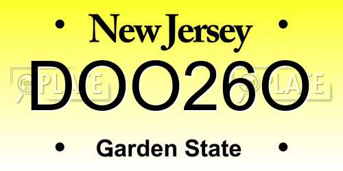 DOO26O New Jersey License Plate