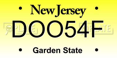 DOO54F New Jersey License Plate