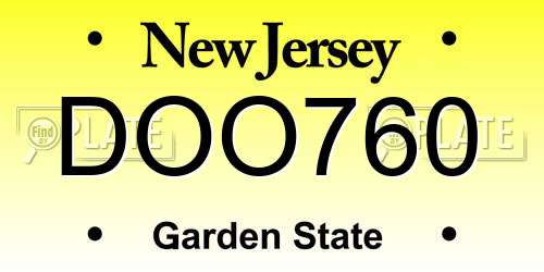 DOO760 New Jersey License Plate