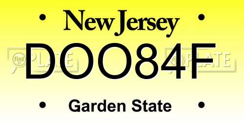 DOO84F New Jersey License Plate