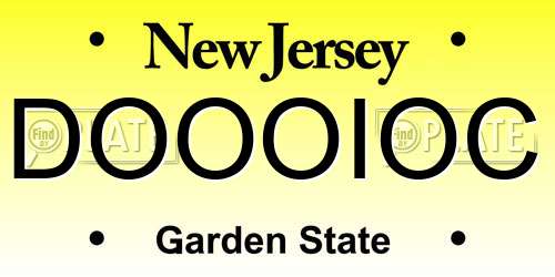 DOOOIOC New Jersey License Plate