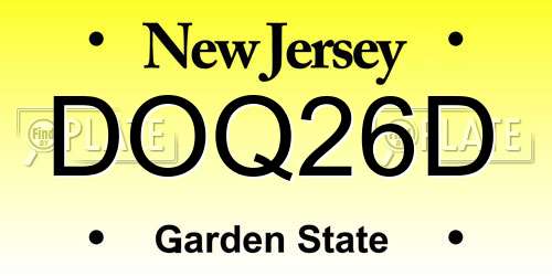 DOQ26D New Jersey License Plate