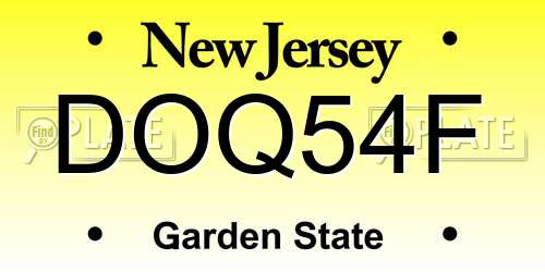 DOQ54F New Jersey License Plate