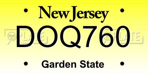 DOQ760 New Jersey License Plate