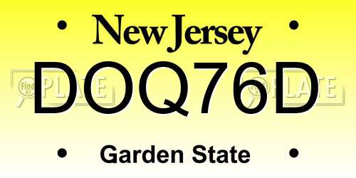 DOQ76D New Jersey License Plate