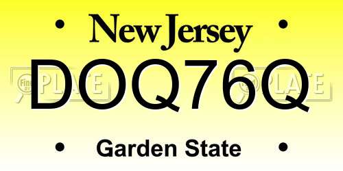 DOQ76Q New Jersey License Plate