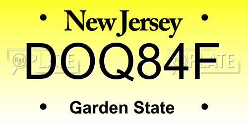 DOQ84F New Jersey License Plate